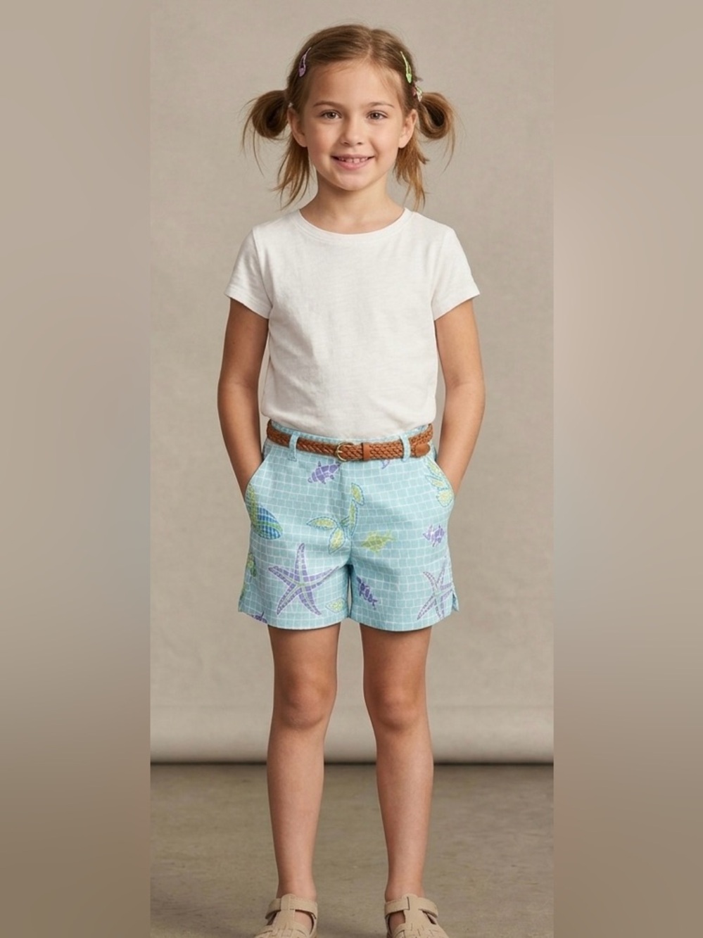 Lilly Pulitzer shorts ocean mosaic tile print size 8 Girls